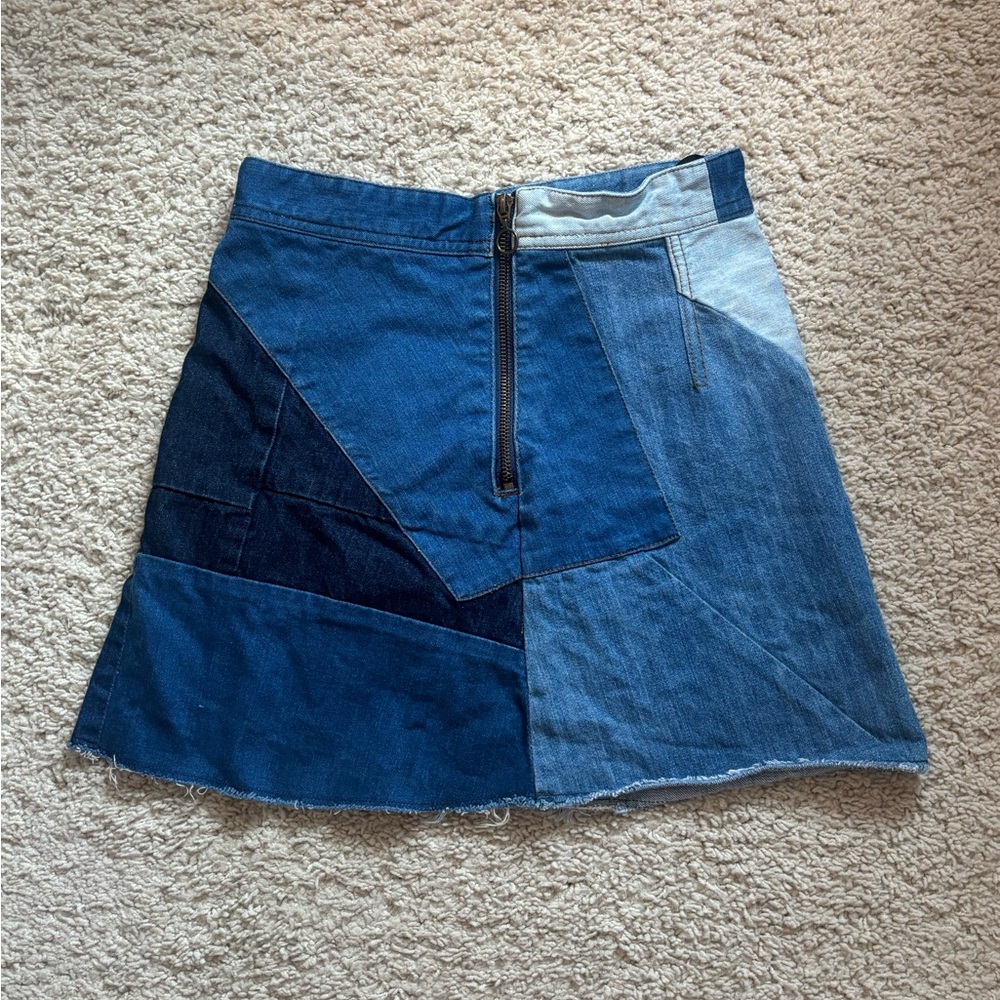 Zara Denim Patchwork Mini Skirt